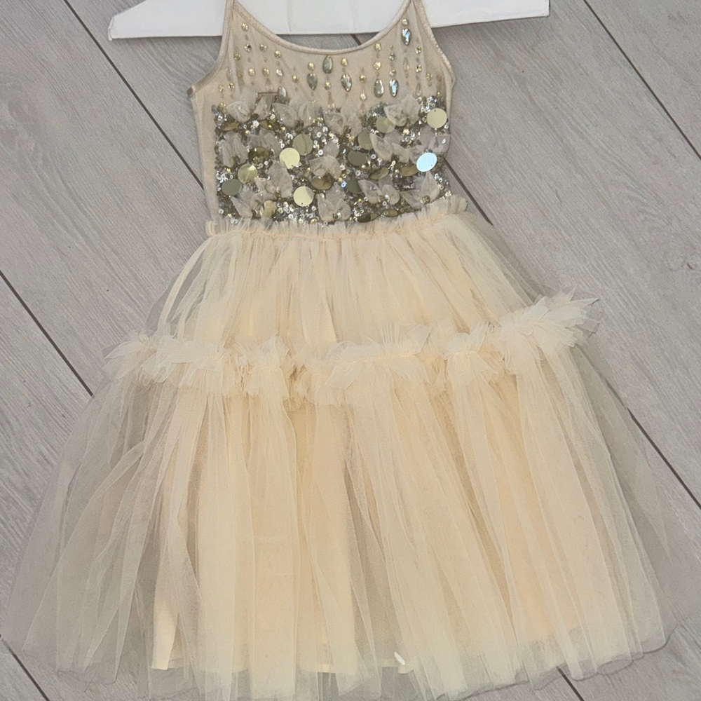Tutu du monde Elegant Cream Tulle Dress with Sequin Details 6-7